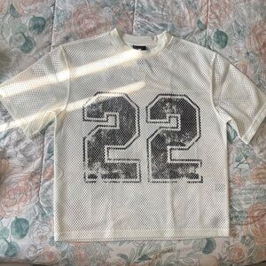 H&M White Mesh Jersey Shirt with Black Number